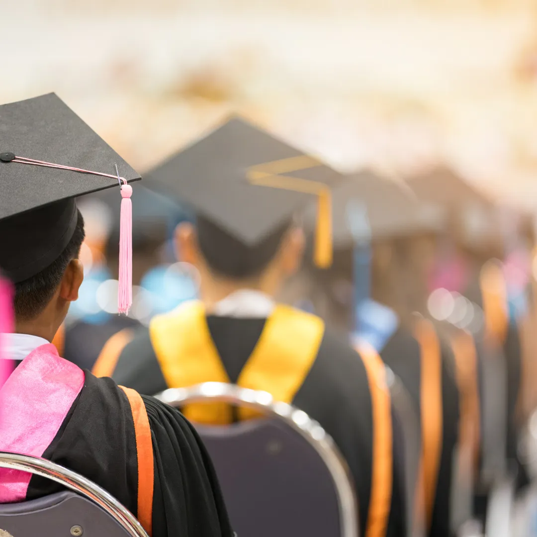 Students at graduation ceremony