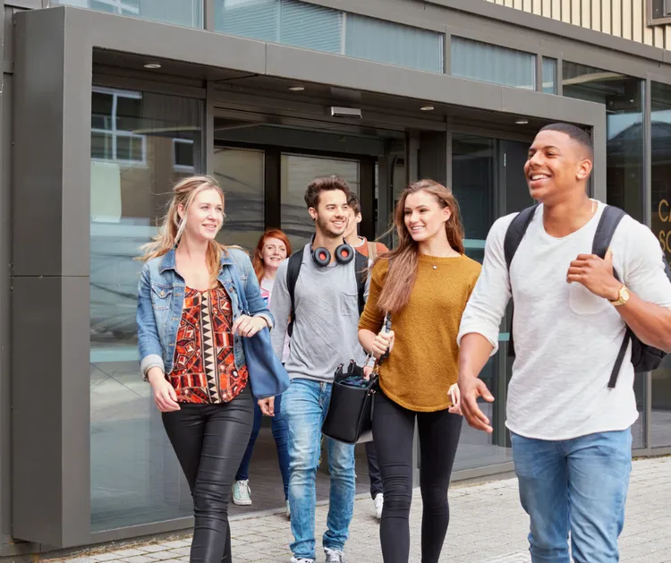 Students walking on campus