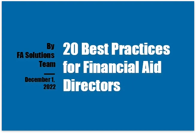 20 Best Practices for Financial Aid Directors