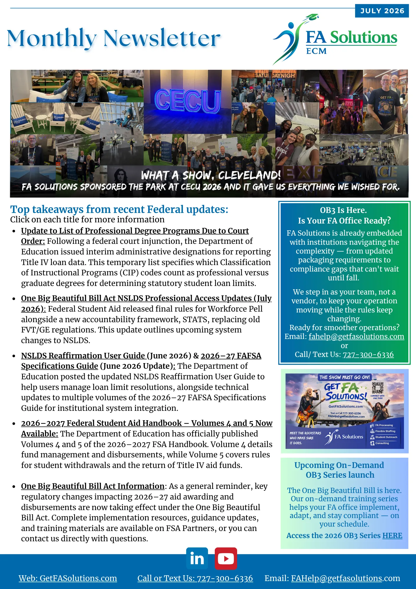 Fed-Updates Financial Aid Newsletter July 2026