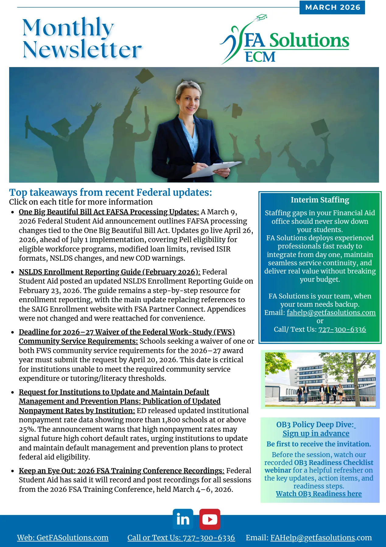 Fed-Updates Financial Aid Newsletter – March 2026